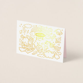 Metalizado Cartão de Aniversário Unicórn e Pony