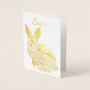 Metalizado Cartão de Bunny Dourado para Páscoa