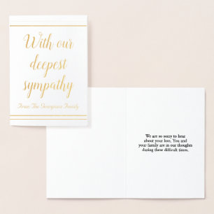 Metalizado Cartão de condolências Gold Foil Personalizado