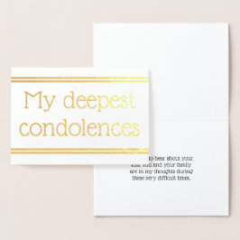 Metalizado Cartão de condolências Personalizado de Folha de O