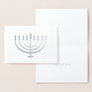 Metalizado Cartão de costume de feriado de Menorah de Hanukka
