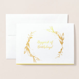 Metalizado Cartão de Desejo de Aniversário do Script de Pin