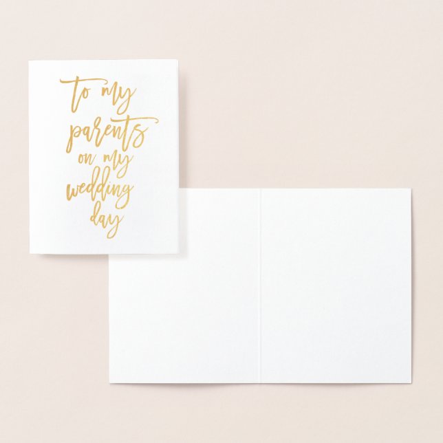 Metalizado Cartão De Dia De Casamento De Script Dourado De Fo (Exibição)