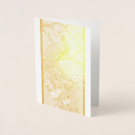 Metalizado Cartão de Feriado Azul de Pavão Vintage Indiano