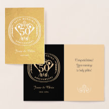 Cartão de Foil de 50.º Aniversário de Casamento