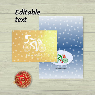 Metalizado Cartão de Foil do Ciclista de Feliz Natal Italiano