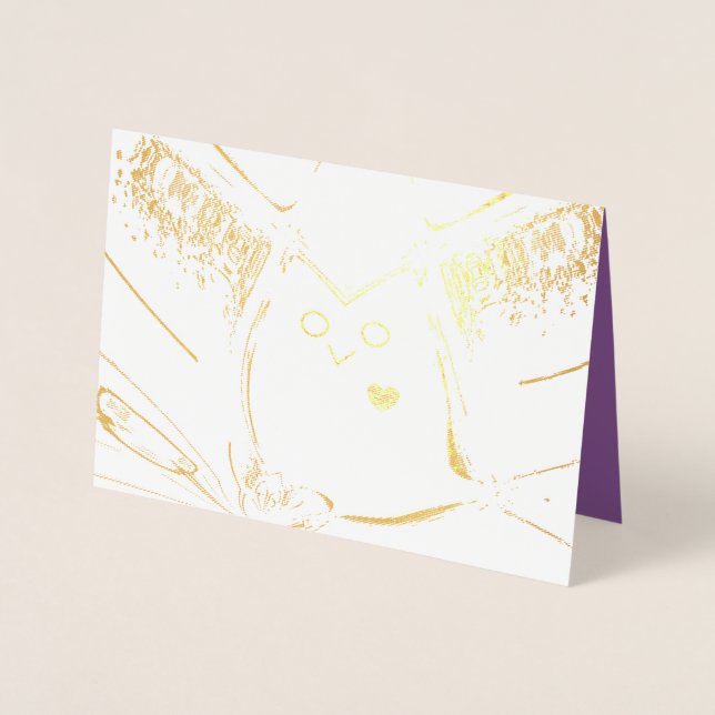 Metalizado Cartão de Foil Ouro de "Ama Coruja" com Envelope (Frente)