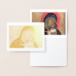 Metalizado Cartão de folha de ouro de madona e criança