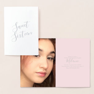 Metalizado Cartão de Folha Simples Rosa para Festas de Sweet