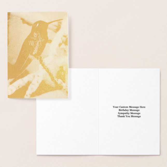 Metalizado Cartão de Mensagem Personalizado do Hummingbird (Exibição)