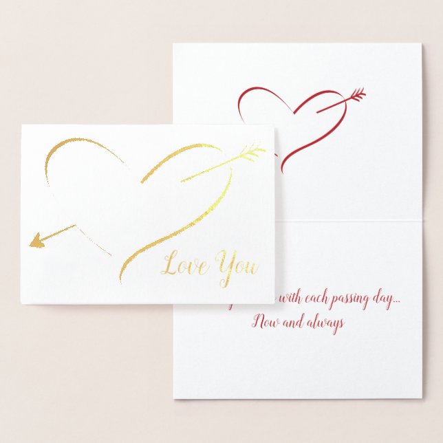 Metalizado Cartão de Namorados Gold Foil Heart "I Love You" (Exibição)