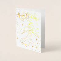 cartão de Natal anjo de folha de ouro Feliz Natal