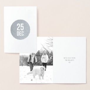 Metalizado Cartão de Natal com Círculo Mínimo   Silver Foil 2