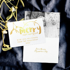 Metalizado Cartão de Natal com feliz e Mistura de Casamentos