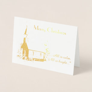 Metalizado Cartão de Natal da Igreja (Foil)