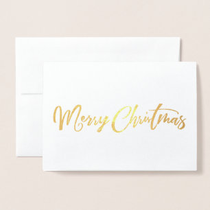 Metalizado Cartão de Natal de Feliz Dourado Real Foil