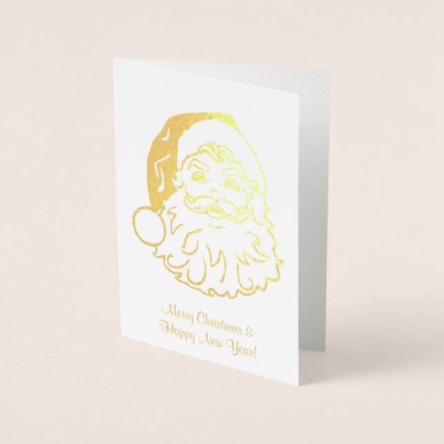 Metalizado Cartão de Natal de folha de ouro com cabeça de Pap (Frente)