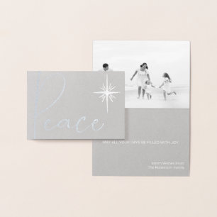 Metalizado Cartão de Natal de Foto Mínimo Preto e Branco