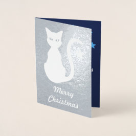 Metalizado Cartão de Natal de Gato Branco