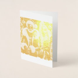 Metalizado Cartão de Natal Dobrado Sr e Sra Santa