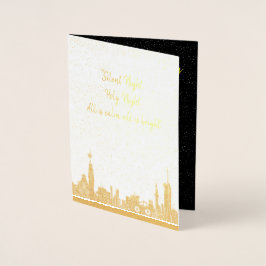 Metalizado Cartão de Natal Folha de Natal Silent Carol Holida