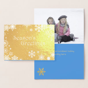 Metalizado Cartão de Natal Gold Foil e Snowflakes