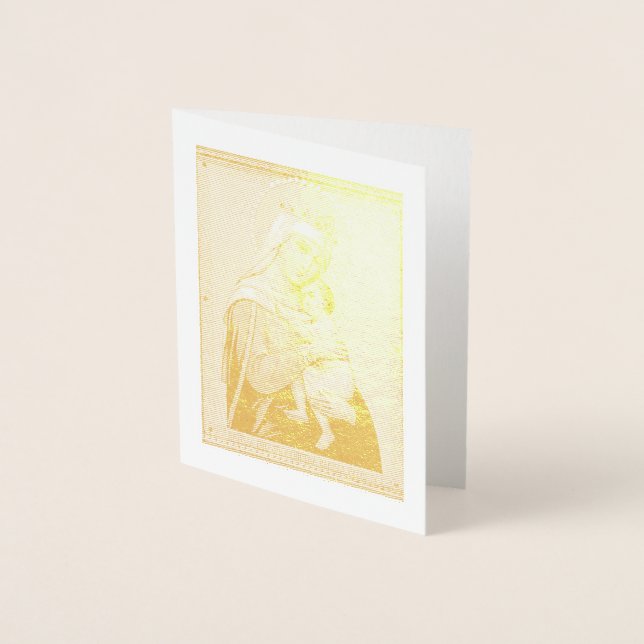 Metalizado Cartão de Nota de Férias Virgem e de Folha de Ouro (Frente)