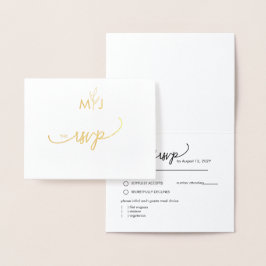 Metalizado Cartão de RSVP em Folha Dourada Minimalista Modern