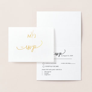 Metalizado Cartão de RSVP em Folha Dourada Minimalista Modern