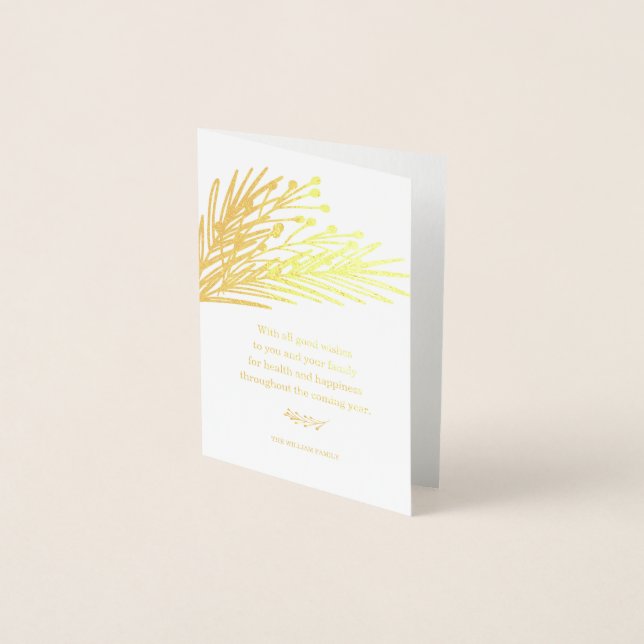 Metalizado Cartão de Saudação de Berries & Folhas (Frente)