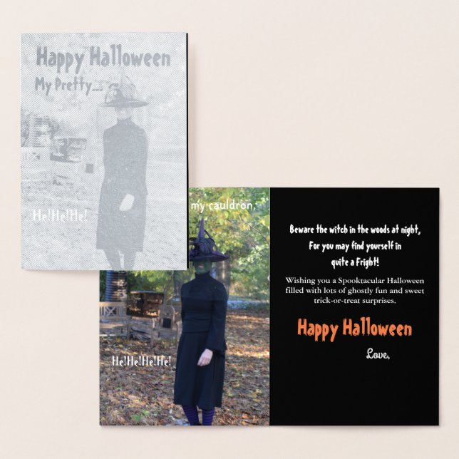 Metalizado Cartão de Saudação de Bruxa Silver Foil (Exibição)