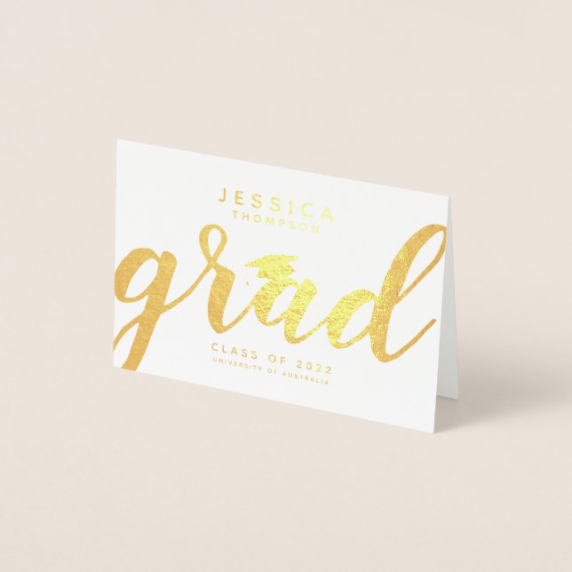 Metalizado Cartão de Saudação de Formatura Simples e Elegante (Frente)