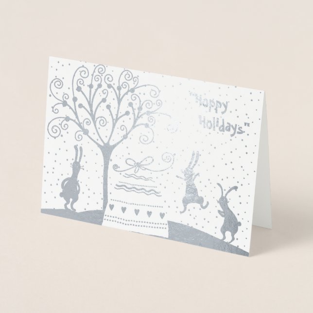 Metalizado Cartão de Saudação de Natal para Feriados Silver F (Frente)