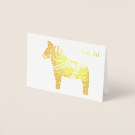 Metalizado Cartão de Saudação Gold Foil Dala Horse Deus Jul