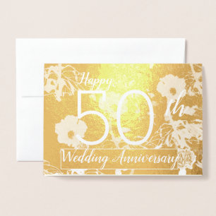 Metalizado Cartão Gold Foil "Feliz 50º Aniversário de Casa
