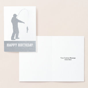 Metalizado Cartão Personalizado de Aniversário Feliz Pesca de
