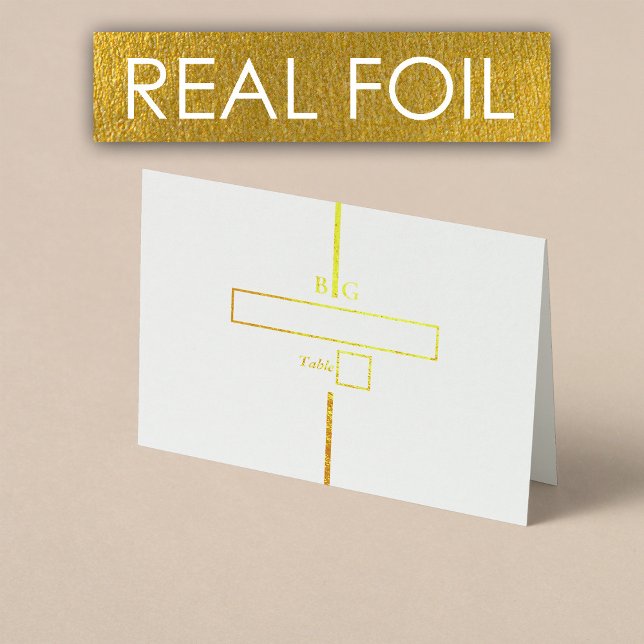 Metalizado Cartão Real Gold Foil Monograma (Real Gold Foil Monogram Wedding Place Card)