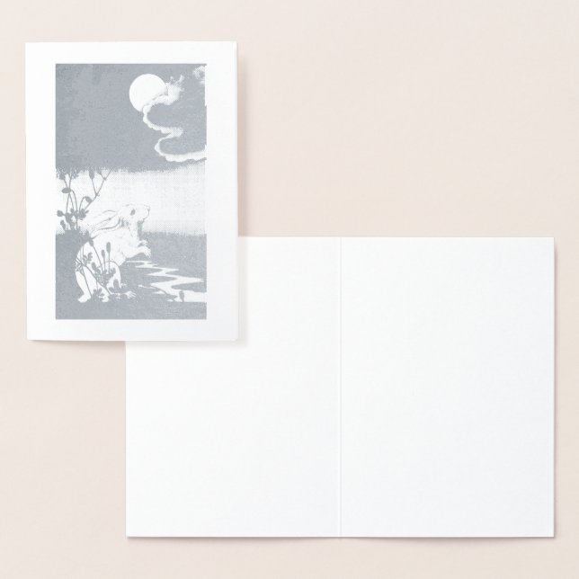 METALIZADO COELHO DE FOLHA COM CARTÃO DE GANCHO DE LUA (Exibição)