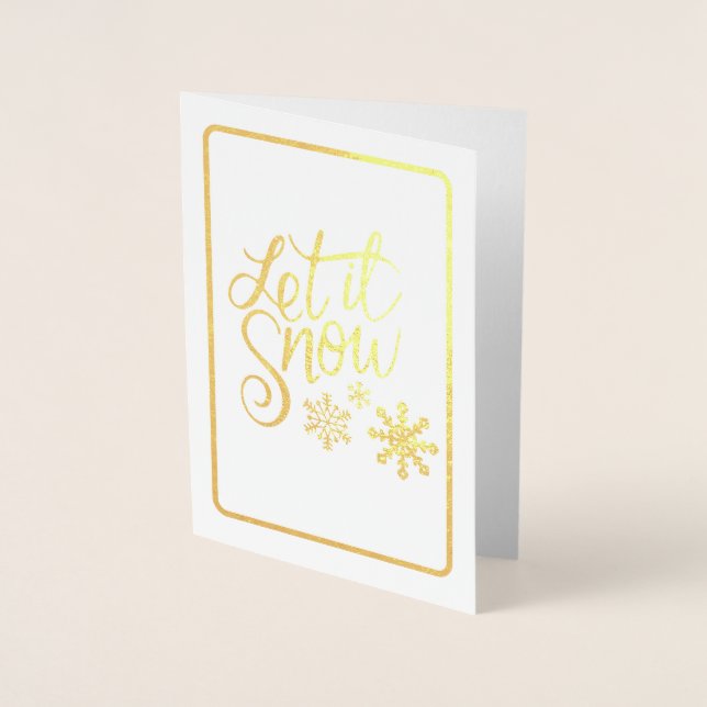 Metalizado Deixe-o nevar Dourado Tone Fotografar Cartão de Na (Frente)