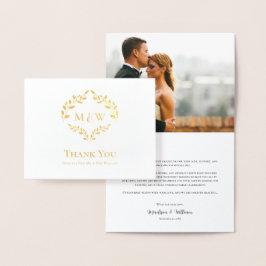Metalizado Elegante Cartão de Agradecimento de Casamento com
