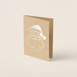 Metalizado Feliz Natal - Cartão de Foil Santa Claus Xmas