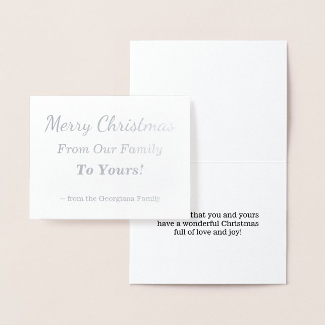 Metalizado Feliz Natal Da Nossa Família Para A Sua! Cartão (Display)