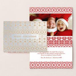 Metalizado Feliz Natal Real Foil Cartão com fotos Personaliza