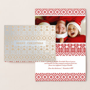 Metalizado Feliz Natal Real Foil Cartão com fotos Personaliza