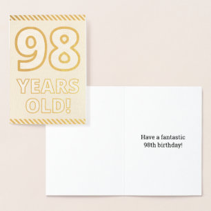 Metalizado Folha corajosos, Dourados "98 ANOS VELHO!" Cartão