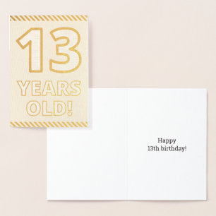 Metalizado Folha de Ouro, "13 ANOS!" Cartão de Aniversário