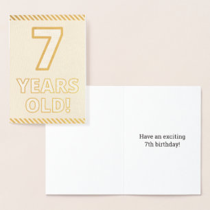 Metalizado Folha de Ouro, "7 ANOS!" Cartão de Aniversário