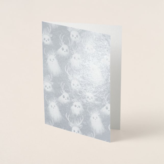 Metalizado Ghost Reindeer - Um Cartão de Natal De Gótico Estr (Frente)