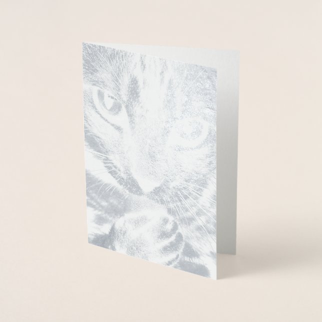 Metalizado HAMbWG - Cartão de folha prateada - Gato (Frente)