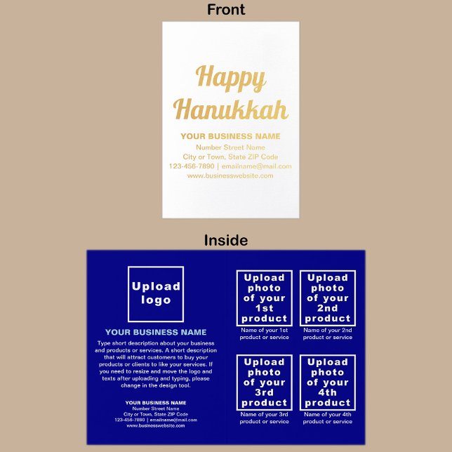 Metalizado Marca de negócios azul no Cartão de Foil Hanukkah (Blue business brand with products or services on folded foil card.)